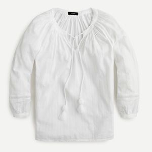 🆕 J Crew Peasant Top in Textured Voile Lace Trim